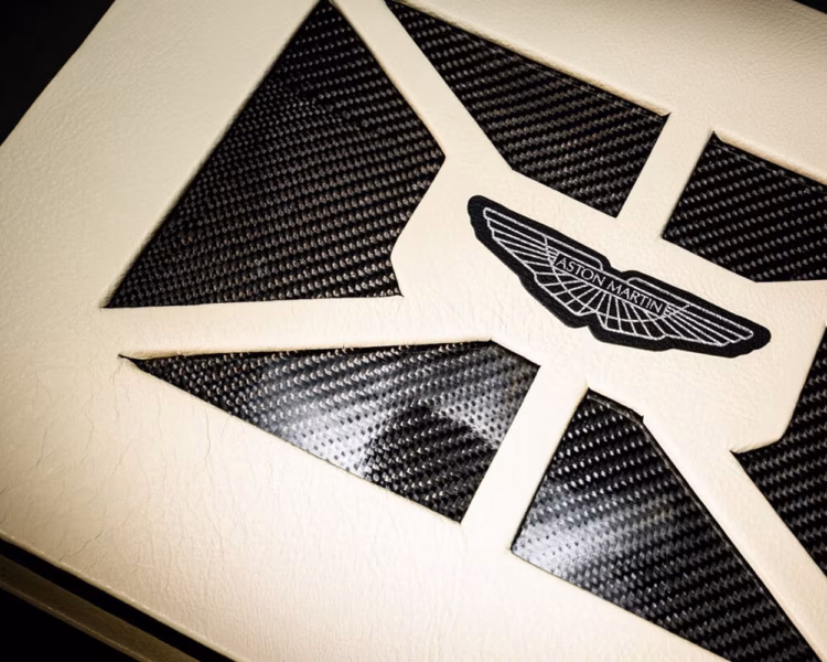 Close detail of an automotive book binding