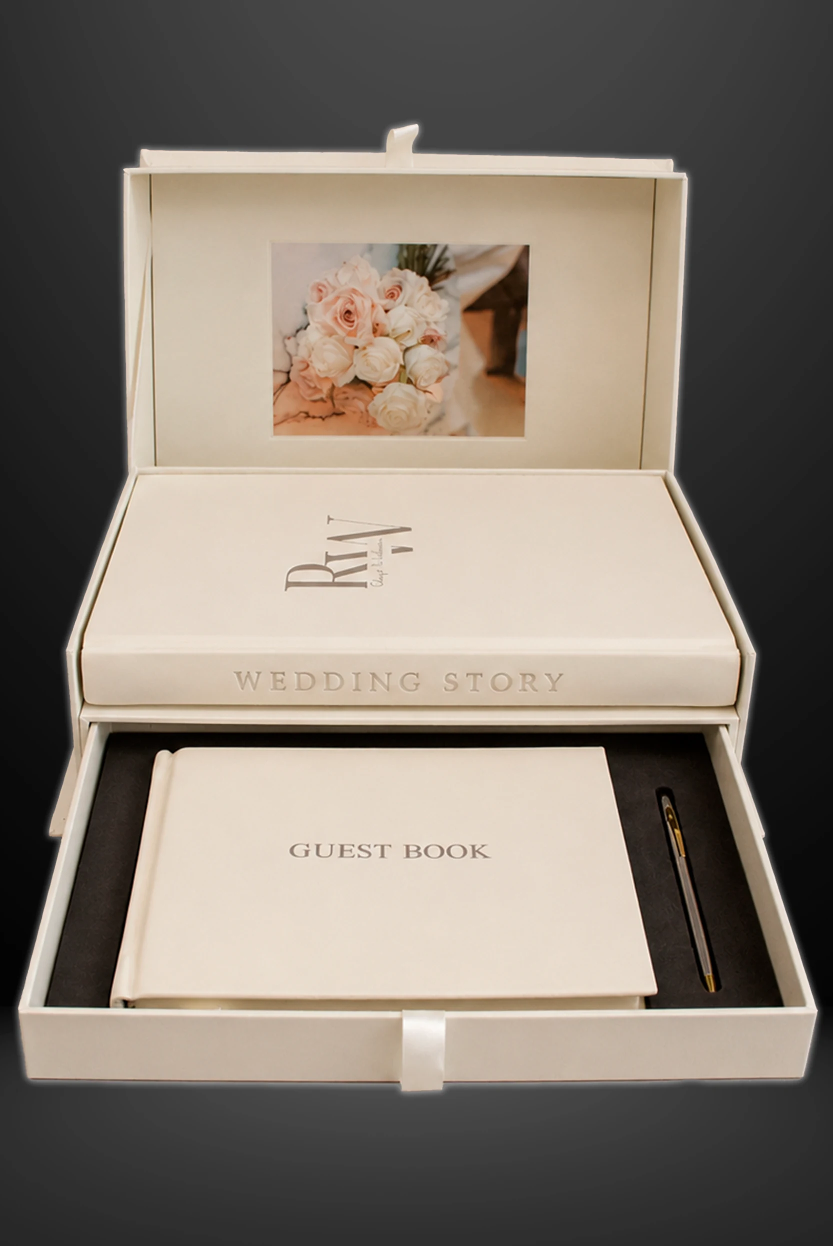 Wedding story and guest book presentation boxes